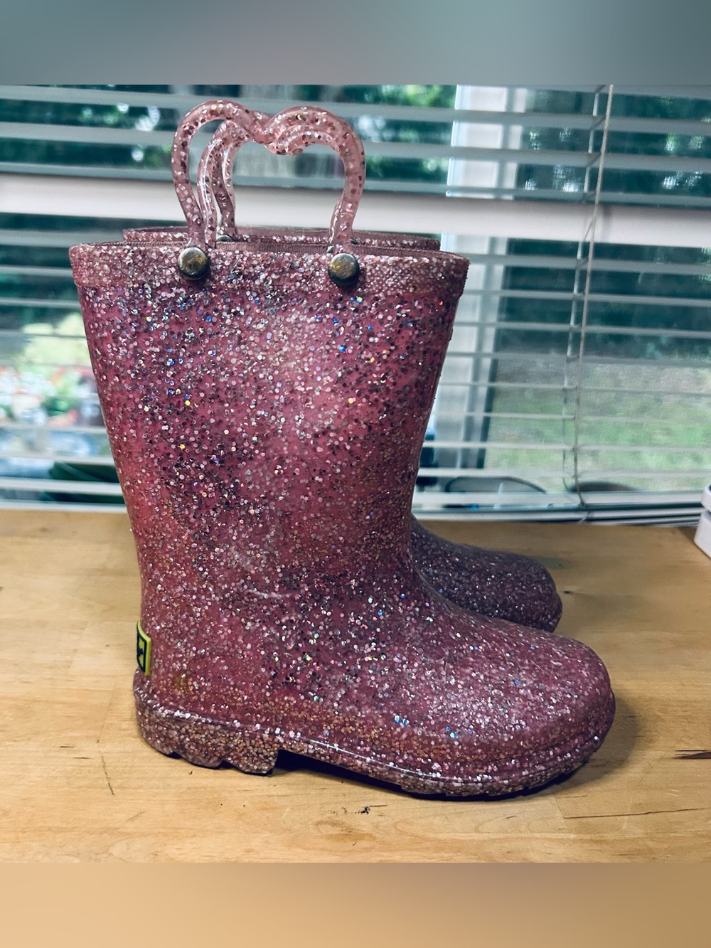 Western Cheif Rain Boots Toddler Pink Light Up Waterproof Glitter Size 10